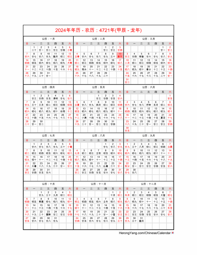 Original Calendario Chino 2025 Christian C Card