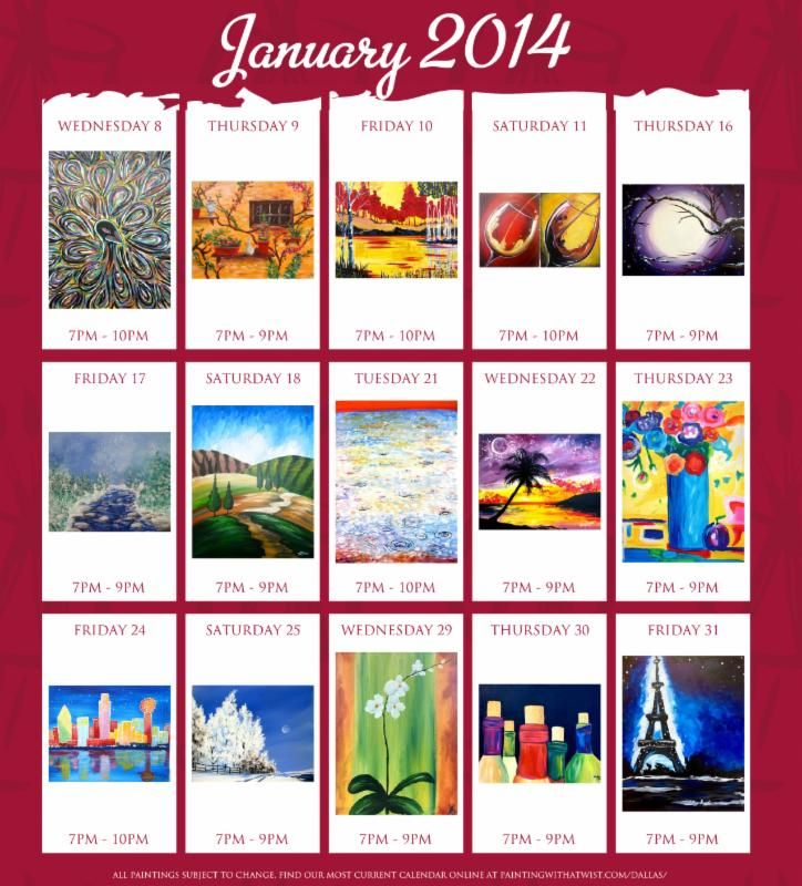 Painting With A Twist Calendar Printable Word Searches