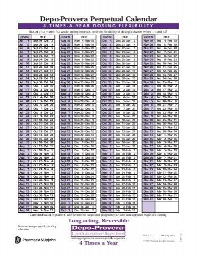 Perpetual Calendar Depo Provera Injection Graphics
