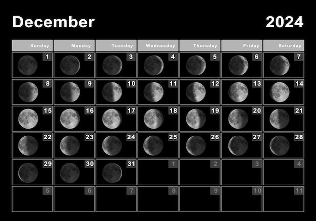 Premium Photo December 2024 Lunar Calendar Moon Cycles Moon Phases