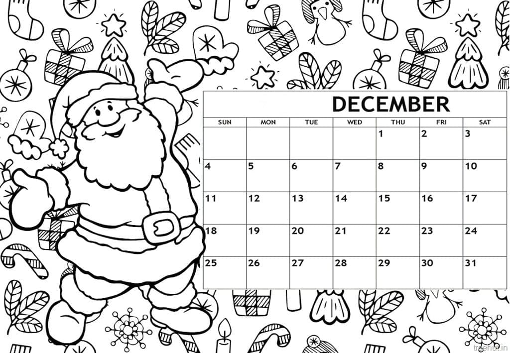 Print December Calendar Coloring Page Download Print Or Color Online 