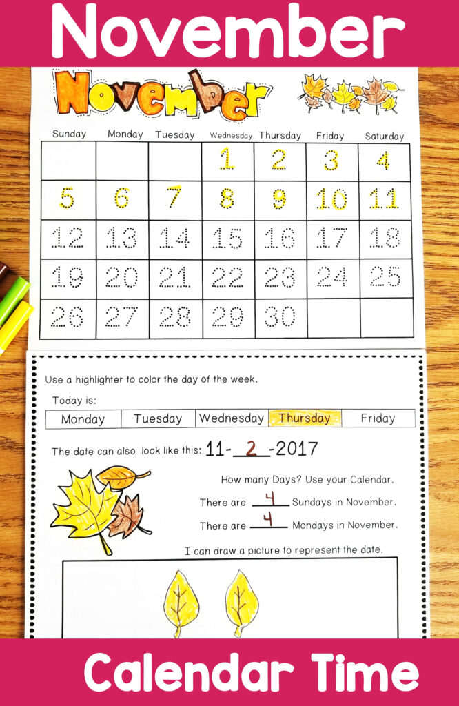 Print Digital Calendar Activities For November For Google Classroom 