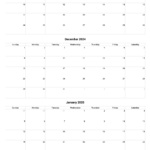 Printable 3 Month Calendar 2025 October November December January