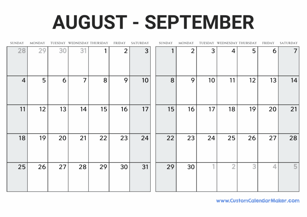 Printable 3 Month Calendar August September October 2025 Celeste Wood