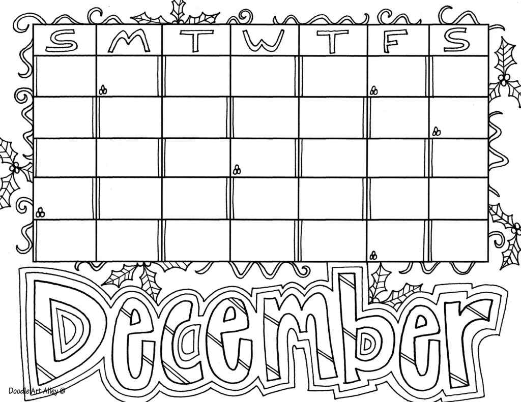Printable Blank December Calendar