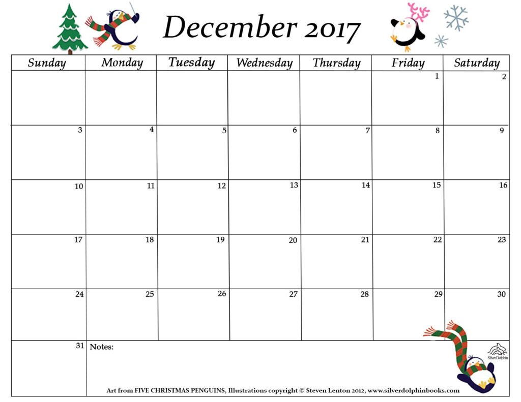 Printable Blank December Calendar