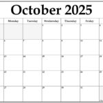 Printable Blank October Calendar