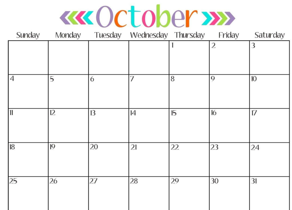 Printable Blank October Calendar Printable And Enjoyable Learning