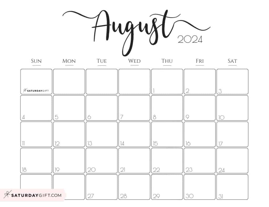 Printable Calendar 2024 Free Printable August Dory Nanice