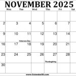 Printable Calendar 2025 November Calendar Gallery
