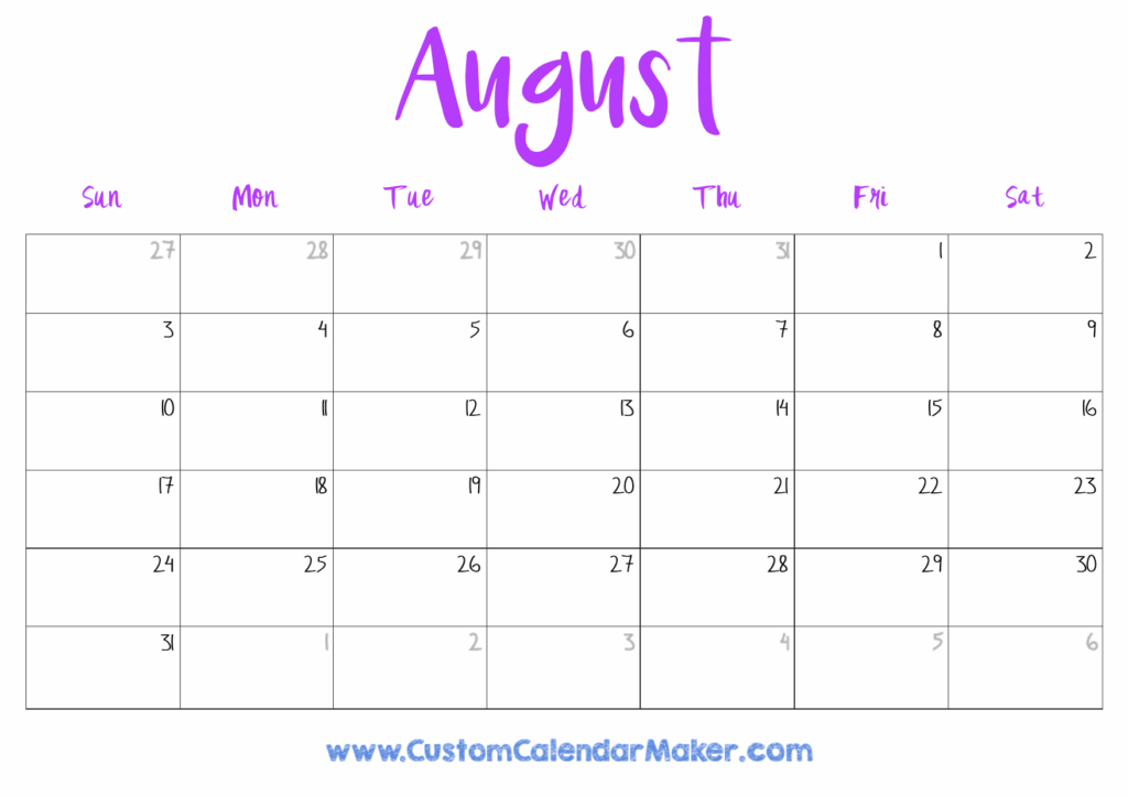 Printable Calendar August 2025 Free Printable Pdf Priscilla C Edson