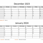 Printable Calendar December 2023 January 2024