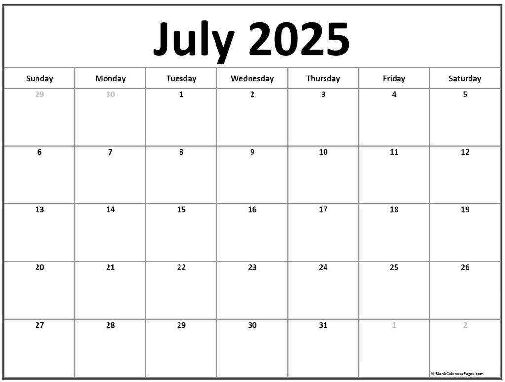 Printable Calendar July 2023