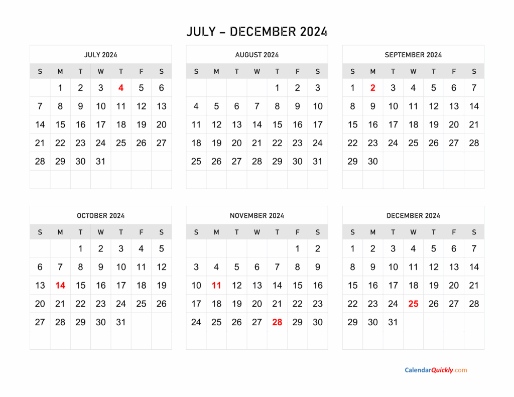 Printable Calendar July December 2025 Iris Vaughn