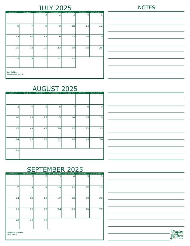 Printable Calendar June September 2025 Callum A Delamothe