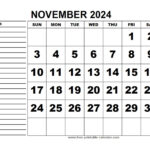 Printable Calendar November 2024 Free printable calendar