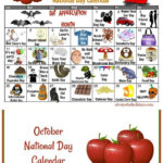 Printable Calendar Of National Days In October National Holiday
