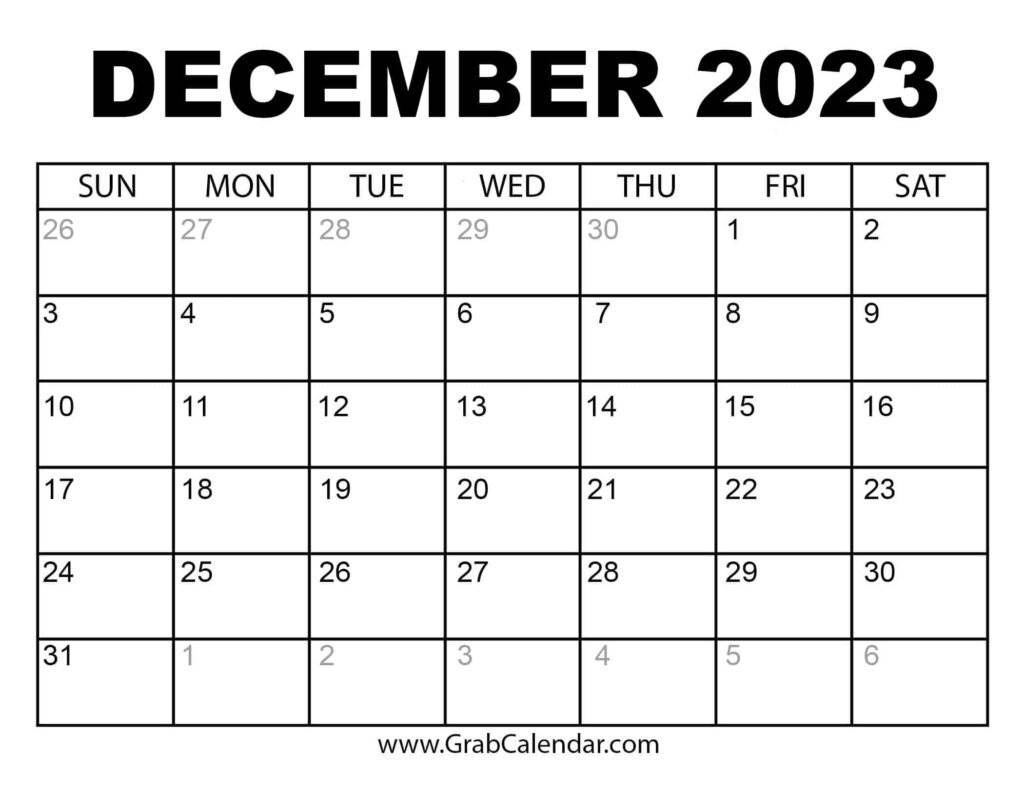 Printable Christmas Calendar December 2022