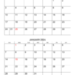 Printable Dec Jan Calendar
