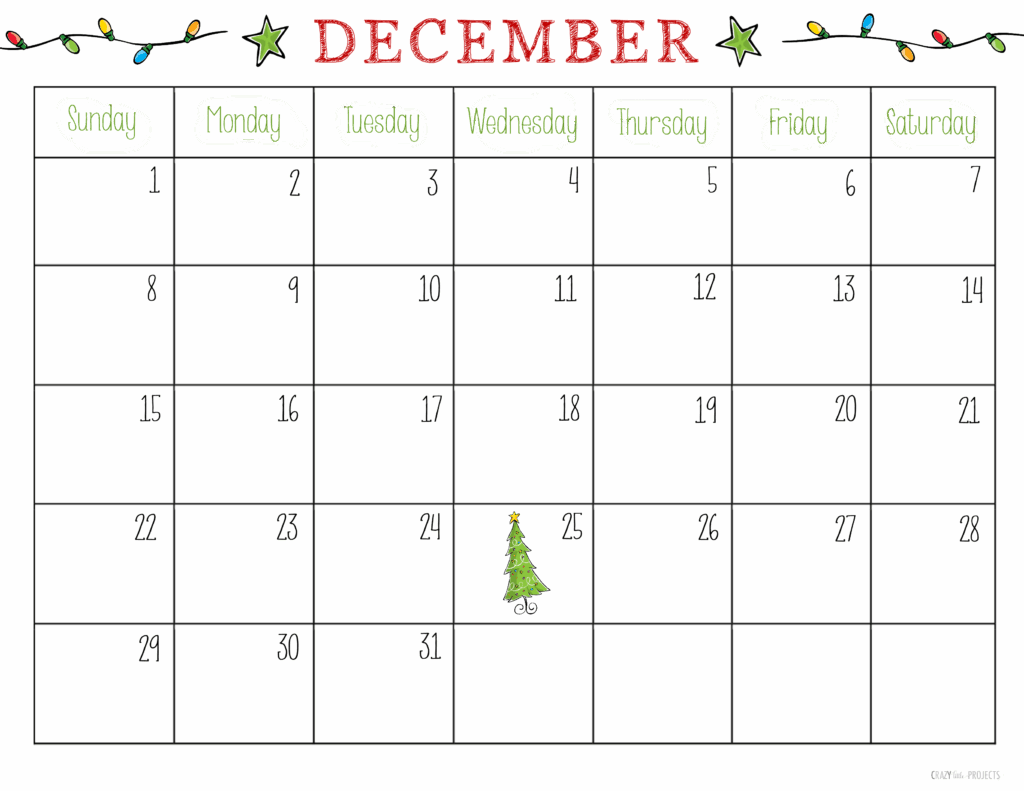 Printable December Calendar Page