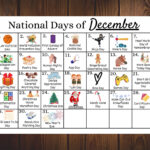 Printable December National Days Calendar Fun Family Calendar
