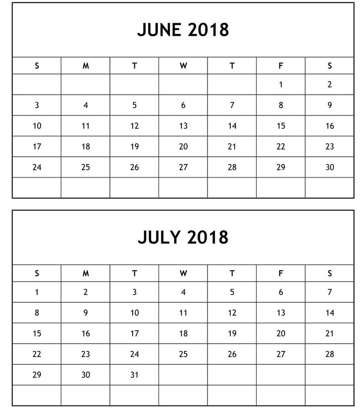 Printable June And July Calendar