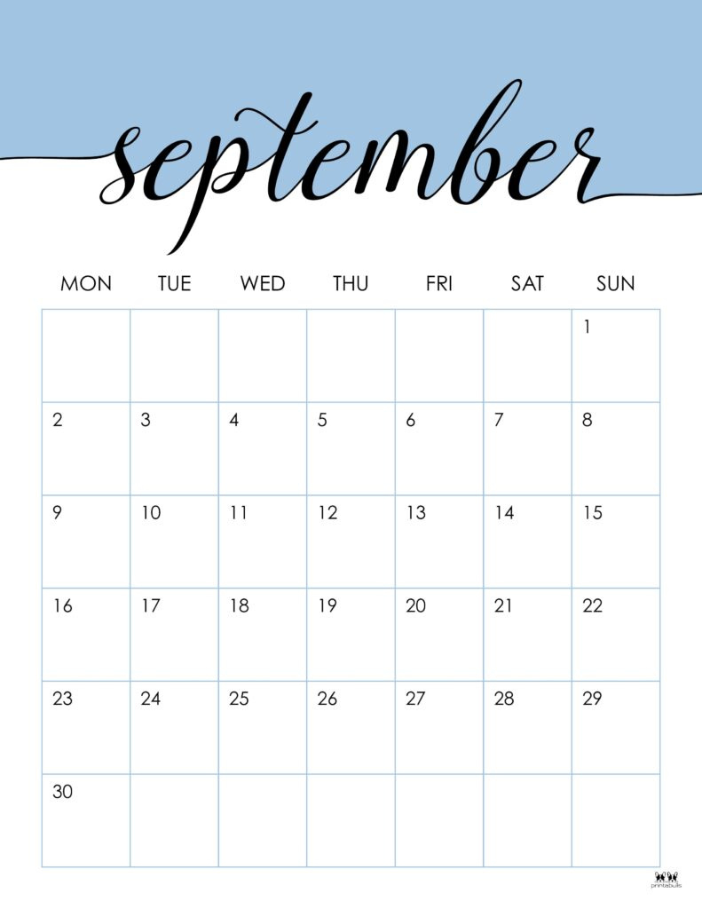 Printable Monthly Calendar For September 2024 Printable Calendar 2025