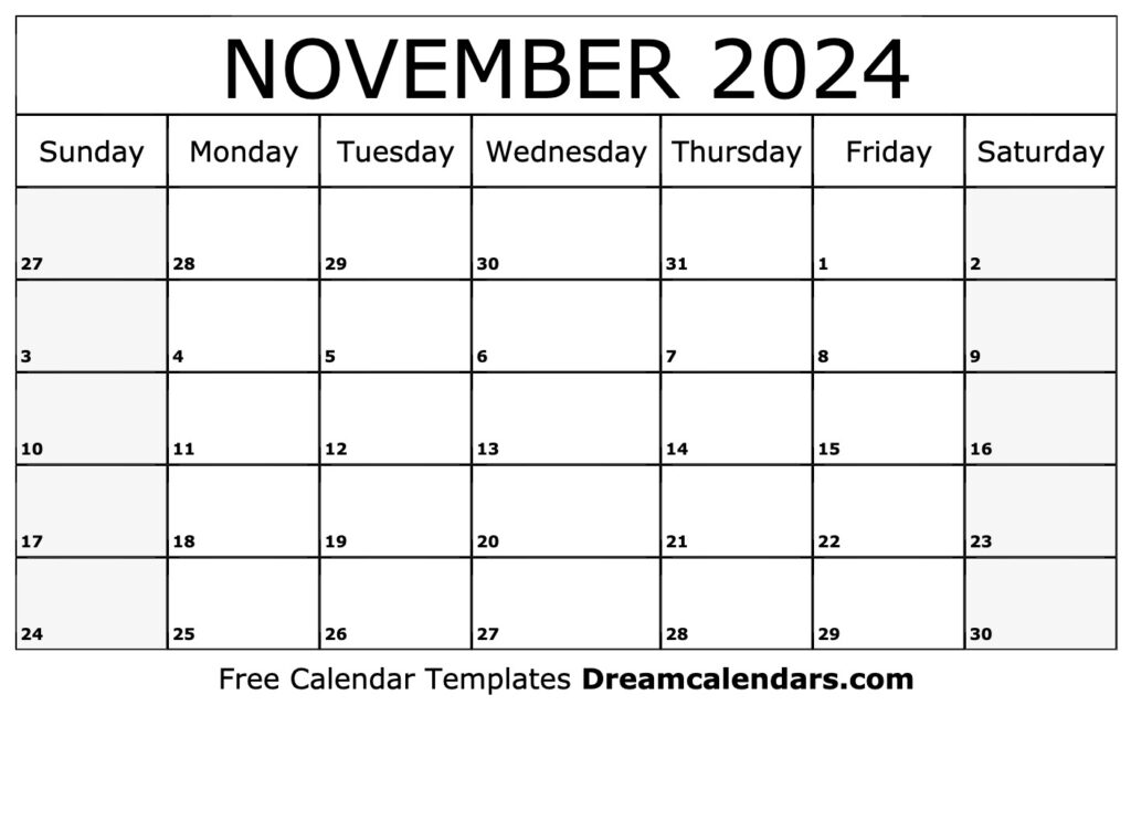Printable Nov Calendar
