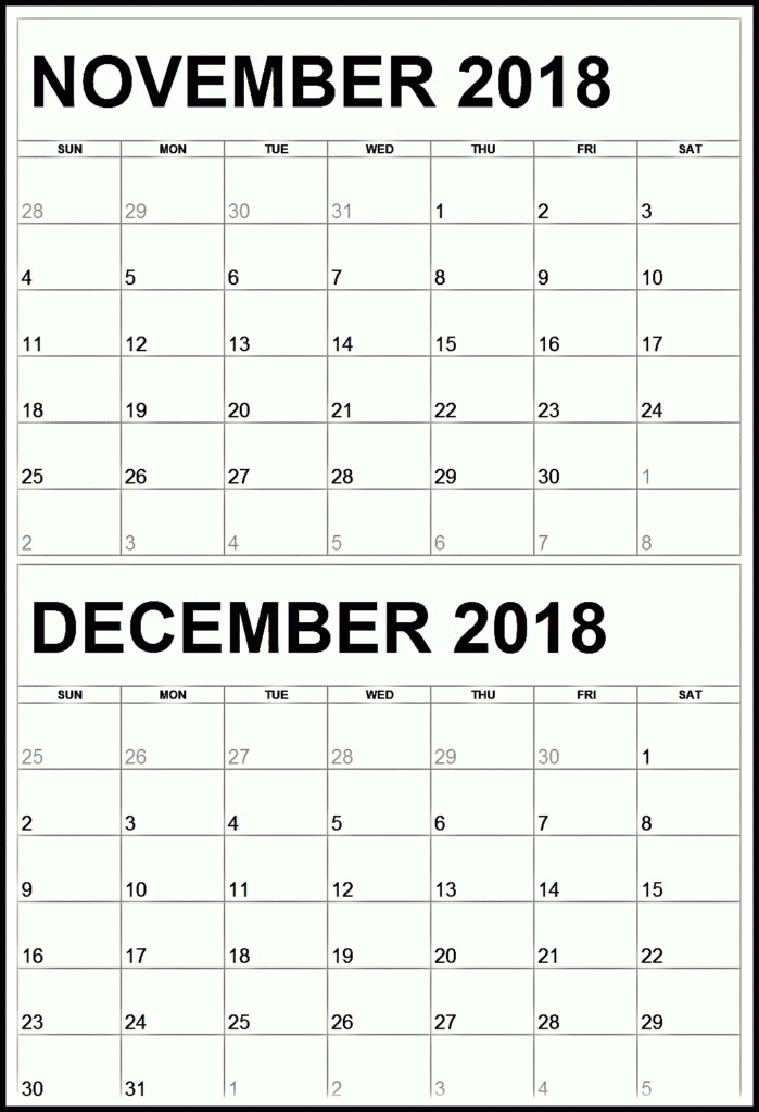 Printable November December Calendar Printable Monthly Calendar