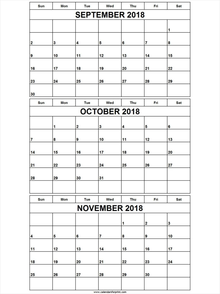 Printable October November Calendar