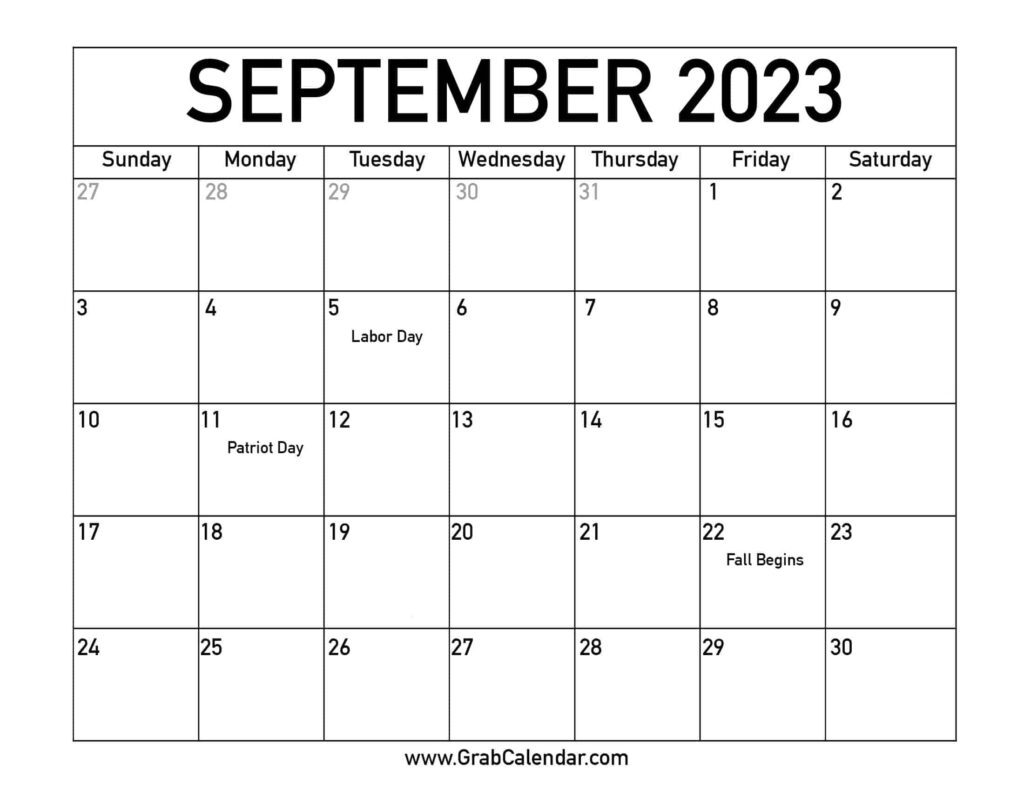 Printable September 2023 Calendar