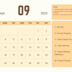 Printable September 2023 Calendar Template In Illustrator JPG EPS