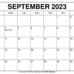 Printable September 2023 Calendar With Holidays 2023 Printable Calendar