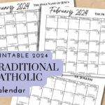Printable Traditional Catholic 2024 Calendar Downloadable PDF File