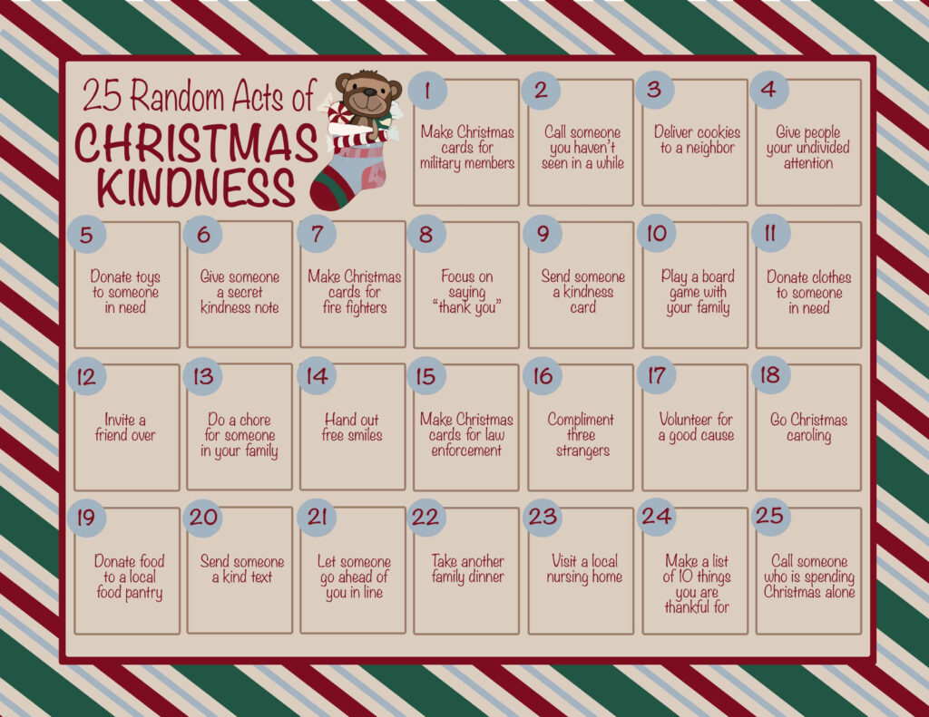 Random Acts Of Kindness Calendar December 2024 Free Flory Jilleen