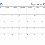 September 1752 Monthly Calendar