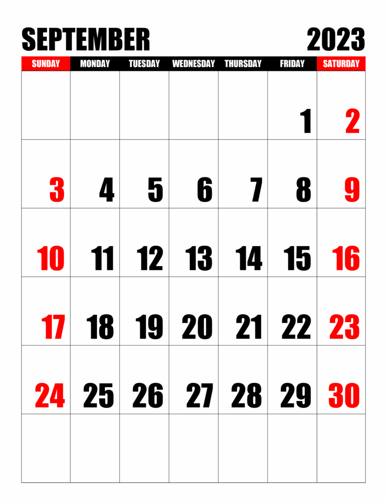 September 2023 Calendar Free Printable With Holidays September 2023 