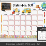 September 2023 Calendar Kids Calendar Printable Calendar Etsy Canada