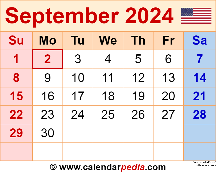 September 2024 Calendar Templates For PDF Excel And Word