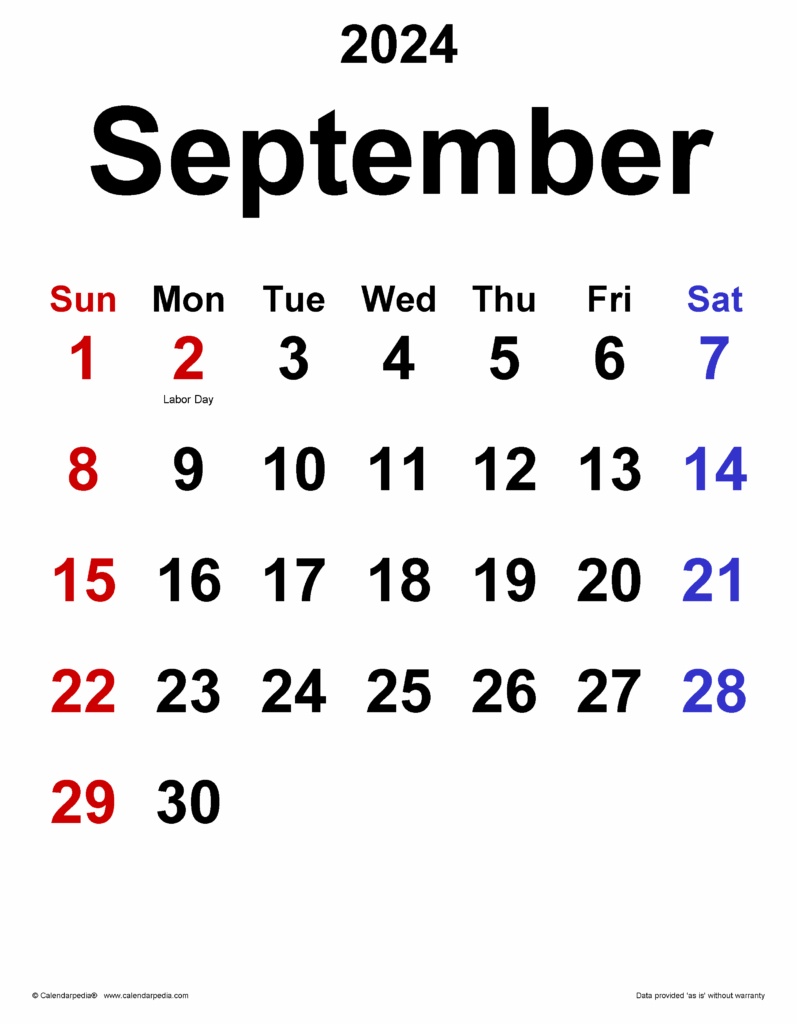 September 2024 Calendar Templates For PDF Excel And Word