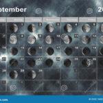 September 2025 Lunar Calendar Moon Cycles Stock Illustration