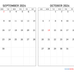 September And October 2024 Calendar Calendar Quickly