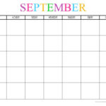 September Blank Calendar Printable