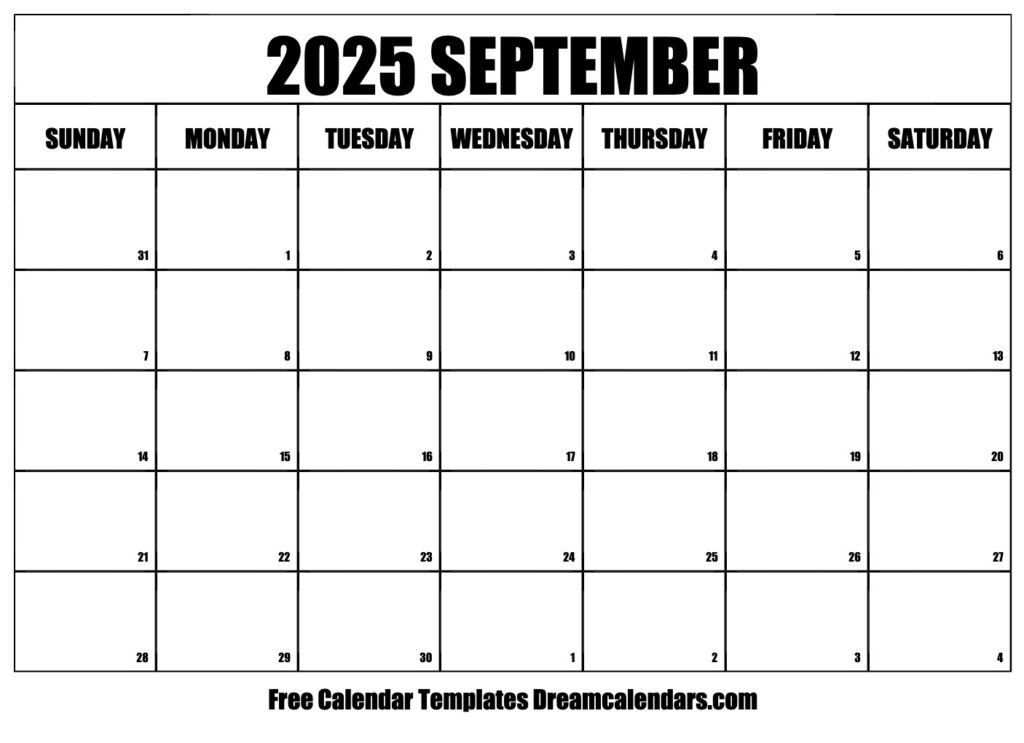 September Calendar 2025 Printable Pdf One Page Mark E Damgaard