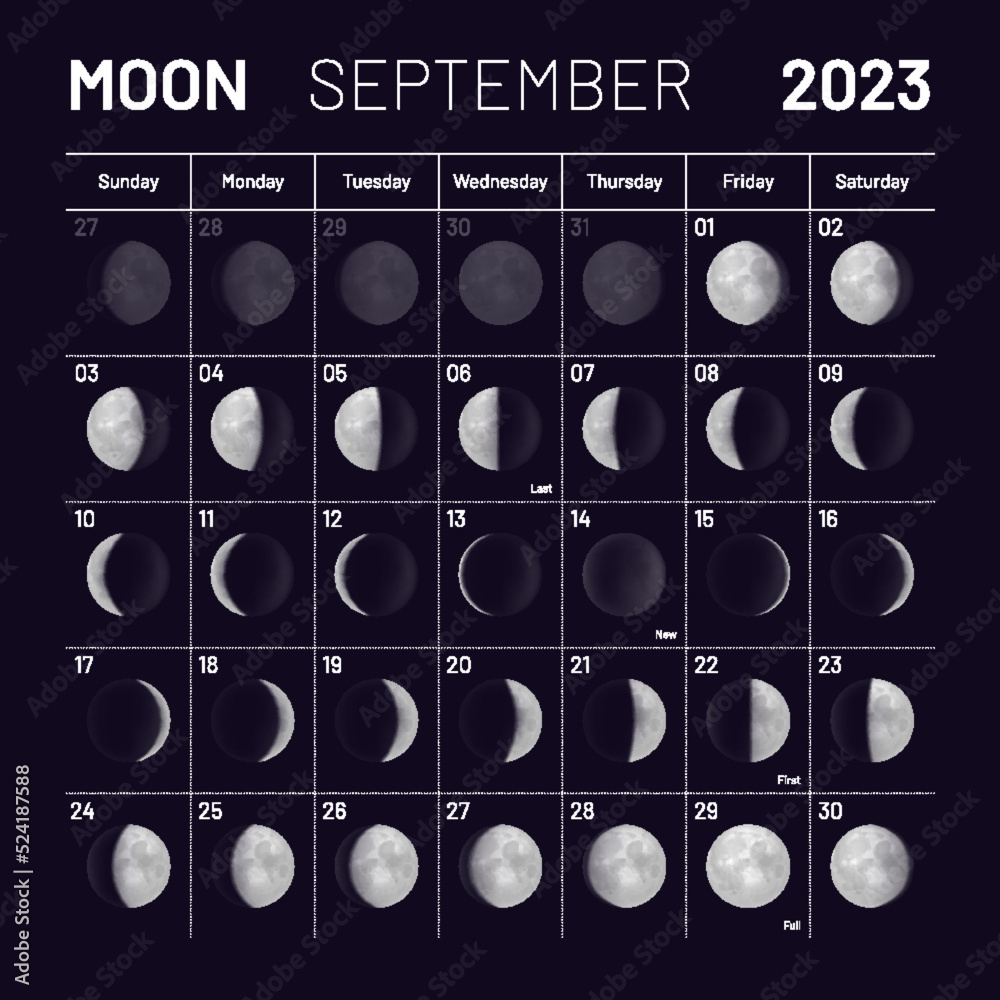 September Calendar With Moon Phases Emmy Norrie