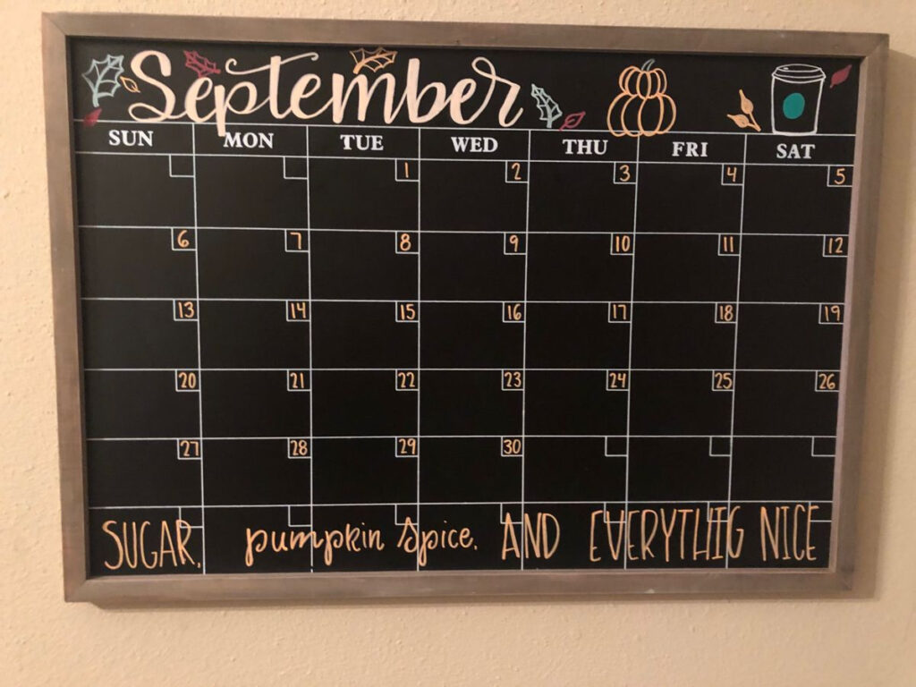 September Chalkboard Calendar Ideas