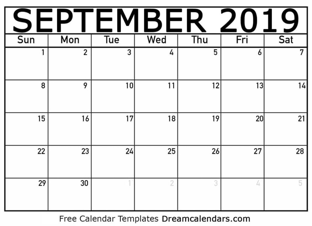 September Free Printable Calendar