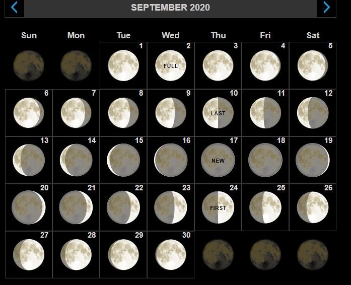 September Moon Phase Calendar