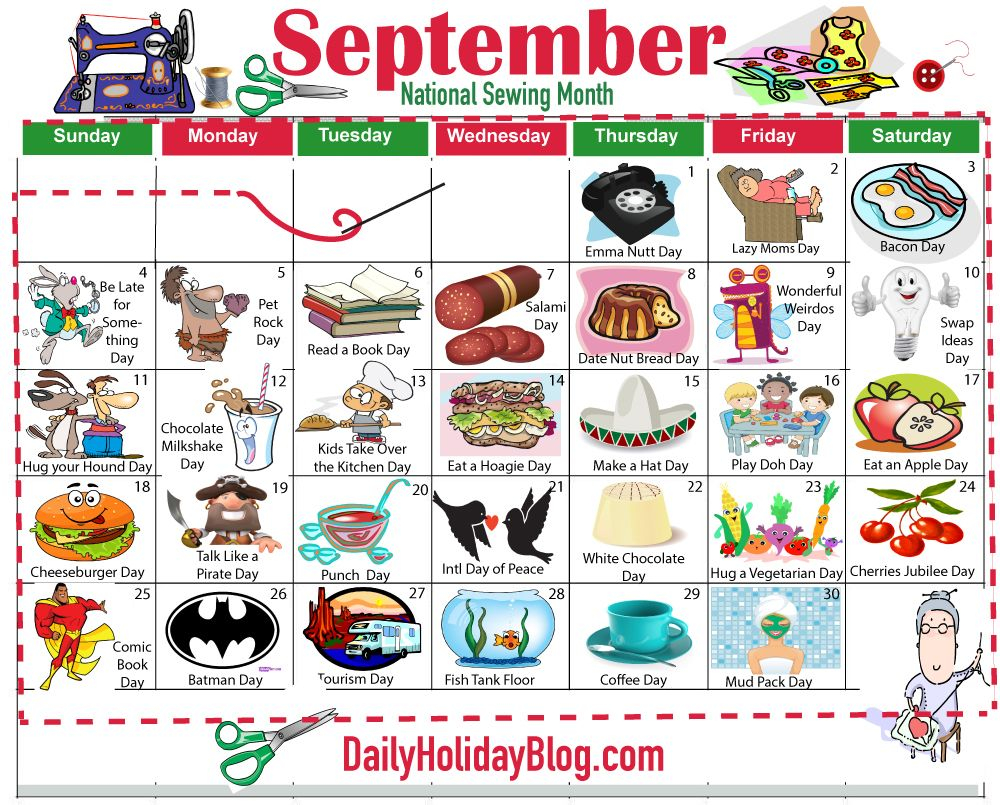 September National Calendar Printable Calendars AT A GLANCE