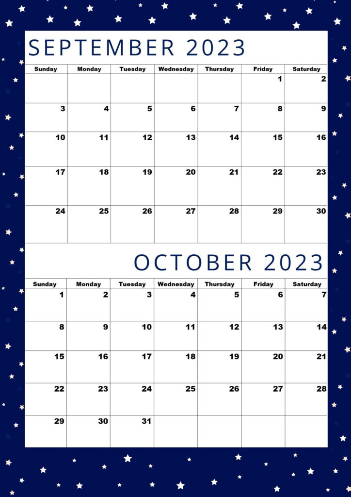 September October Calendar Printable